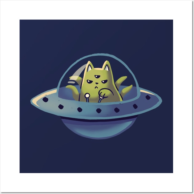 Cats in Space Alien // Universe, Kittens, Feline Wall Art by Geekydog